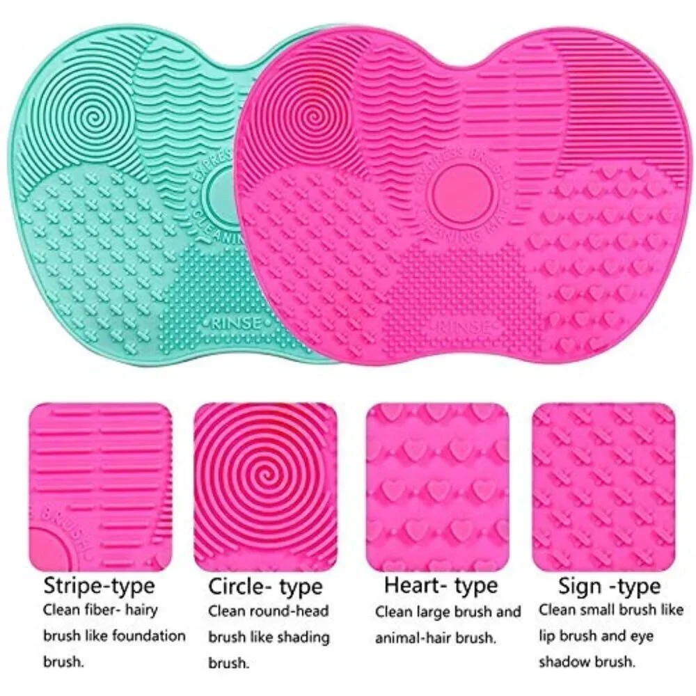 SILICONE GEL MAKEUP BRUSH CLEANING MAT WITH SUCTION CUP 2 PCS